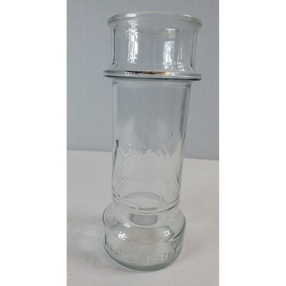 Vintage Red Lobster Sailboat Drinking Glass 7.5" Tall Clear Embossed - Picture 1 of 10